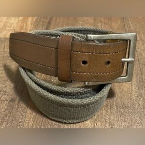 Columbia Leather and canvas belt silver buckle mens size 35